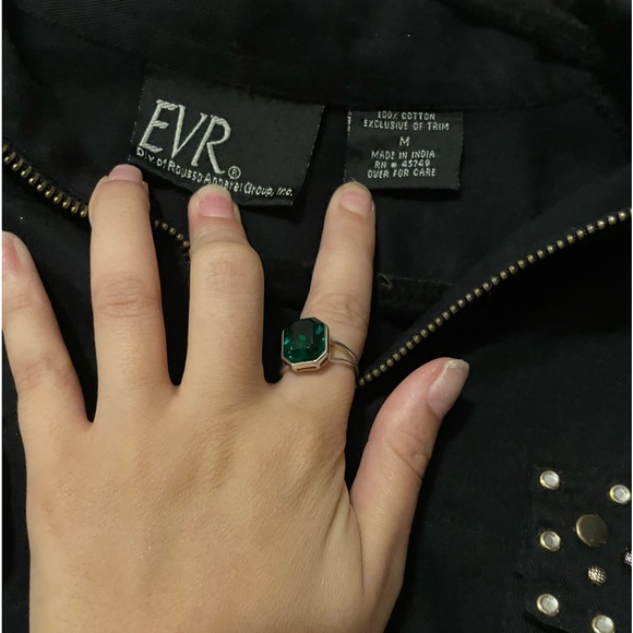 Vintage EVR black jean jacket with rhinestones and star zipper - M - Picture 3 of 4